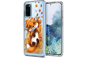 Anreixx Funda con Purpurina para Samsung Galaxy S20 FE, Linda Funda de Silicona con Patrón de Zorro con Arenas Movedizas Brillantes y Cojín de Parachoques de TPU Suave