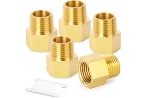 GASHER 5 Pièces Brass Pipe Fitting, Reducer Adapter, 3/8-Inch Male Pipe x 1/2-Inch Female Pipe