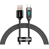 Baseus Display Hızlı Şarj Kablosu USB to Type-C 66W, 1m, Siyah