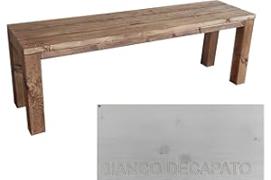 TOTAL WOOD 2012, Banco de Madera de Abeto Impregnada, Modelo Classico, Elemento de Mobiliario, Asiento de Madera, Ideal para Interior y Exterior, también a Medida (200x38,5x50, Blanco decapado)