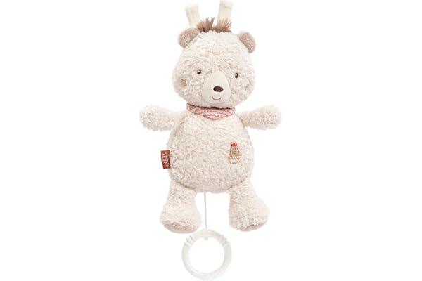 Fehn boîte à musique ours - Doudou et Aide à l'endormissement: boîte à musique à remonter, mélodie douce et apaisante Berceuse de Mozart - pour Bébés et Tout-Petits dès 0 mois