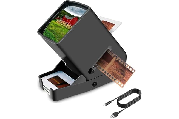 Rybozen Visionneuse Diapositives 35 mm,grossissement 3X,éclairage LED,visualisation éclairée,Fonctionnement USB sur Piles,Diapositives 35 mm négatives (4 Piles AA incluses) M203 6.2x8.2x5.8cm Gris