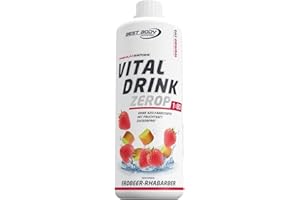 Best Body Nutrition Vital Drink ZEROP® - Fraise-rhubarbe, Boisson concentrée - sirop - sans sucre, 1:80 donne 80 litres de boisson, 1000 ml