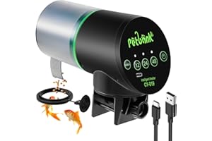 Petbank Aquarium Distributeur Automatique pour Poisson - Nourrisseur de Poissons Rechargeable avec Minuterie et Câble USB, 200ml Distributeur de Nourriture pour Poissons pour Les Vacances