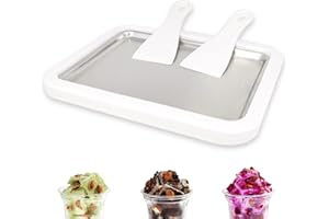 climafusion Eisplatte Eis Rolls zum Eis Machen DIY, Ice Cream Machine rolls maker mit 2 Spateln, Gelato Rollmaschine für Kinder Familie Weiß