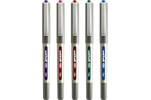 Uni-Ball UB-157 Ojos Bolígrafo Juego - Pack de 5 Retal Colores (Verde, Celeste, Rosa, Naranja, Rojo de Vino ) UB157