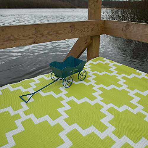 Green Decore 180 x 270 cm „Solitude“ Wendbarer Öko-Teppich aus recyceltem Kunststoff (Plastik) für Innen und Außen / Federleicht – Sellerie-Grün / Weiß - 2