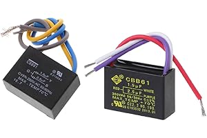 BOBEINI Condensador negro de la CA 250V 50/60Hz de los alambres CBB61 1.5uF+2.5uF 3 para el ventilador de techo