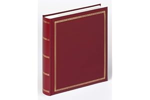 walther Design Photo Album Red 200 Photos 13 x 18 cm Memo Album Imitation Leather with Embossing, Monza ME-139-R