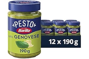 ‎BARILLA Barilla Pesto alla Genovese 12x190g | Glutenfreie Italienische Pasta-Sauce mit 100% italienischem Basilikum aus nachhaltiger Landwirtschaft und Parmigiano Reggiano, Nudel-Soße, grünes Pesto Verde