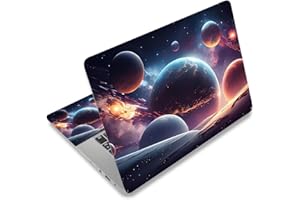 TOLULU Laptop Decal Sticker Skin Cover, 12" 13.1" 13.3" 14" 15" 15.4" 15.6" Laptop Netbook Vinyl Art Skin Sticker Cover Notebook PC Protector (2 Wrist Pad Included), Removable Reusable, Cosmic Planets