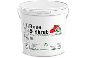 GROW CHEM Rose And Shrub Fertiliser, 2KG Bucket, Plant Food, Ideal for Planting Flowering Shrubs and Roses, Pellets With Added Organic Matter And Trace Elements