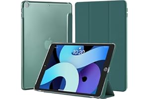 4UBonLife Coque pour iPad 10,2 Pouces 9ème/8ème/7ème Génération 2021/2020/2019, Housse Étui de Protection Léger Coque Arrière en PC Rigide Translucide Givré pour iPad 9/8/7, Vert Nuit