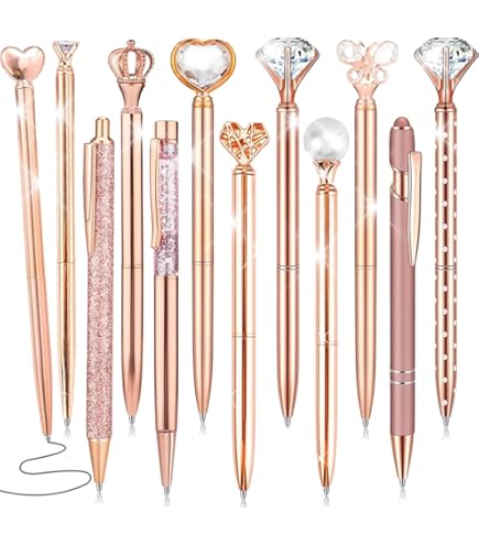 Lhwen Diamond Bridal Pen Ballpoint Pen With Crystal Top Party Gift For Bridesmaids Wedding Shower Galentines Xmas Stationery Rose Gold Silver Gold - View #10