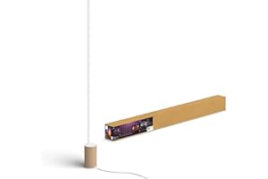 Philips Hue White and Color Ambiance, lampadaire Gradient Signe, base ton bois, compatible Bluetooth, fonctionne avec Alexa, Google Assistant et Apple Homekit