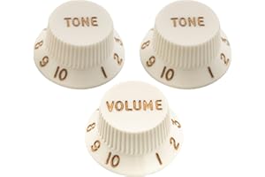 Musiclily Ultra Universal Fitting Size Strat Knobs 2 Tone 1 Volume Set for Fender Stratocaster ST Style Electric Guitar, Aged White