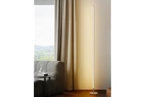 TACAHE Minimalist Corner Floor Lamp - 2700K-6500K Dimmable LED Night Light - Modern Standing Mood Lamp with Remote Control for Living Room, Bedroom - 57" 12W - Gold