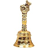 UAPAN Brass Pooja Bell Ghanti puja (7 inch_Nandi, Gold)