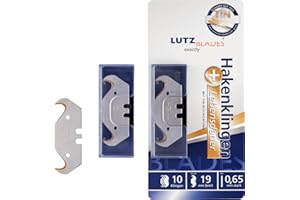 LUTZ BLADES Profi Hakenklingen TiN, Cuttermesser Klingen 18mm 0,65mm stark, Ersatzklingen für Cutter- und Teppichmesser,TiN-Beschichtung für extra lange Lebensdauer, für Teppich,Linoleum,Tapeten...
