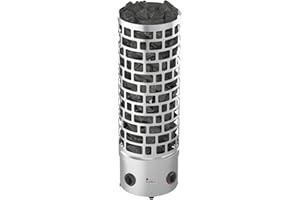 Sauna Poêle Électrique Sawo Aries Round Tower Premium 3HE 6 kW avec Unité de Contrôle Intégrée: Thermostat et Minuterie 230V 1N / 400V 3N