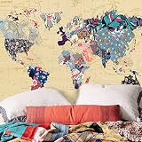 Amkun Tapiz de Pared Vintage con Mapa del Mundo, Mandala Bohemio para...