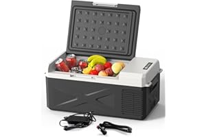 OMISOON 15.6L Nevera Portatil Electrica con Modo ECO, Nevera de Compresor Portátil Eléctrica, Refrigerador de Coche 12/24V DC, -20°C a 20°C para Hogar, Camping, Viajes