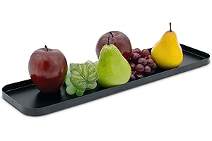 ‎SPETEBO Metall Kerzentablett schwarz - 50 cm x 13 cm - Dekotablett recheckig mit Rand - Deko Teller Servier Geschenk Kerzen Tablett