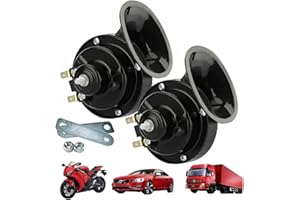AIMISITE Snail Horn 110DB,Dual Tone Car Horn 2Pcs 110DB Super Loud Train Horn Air Horns 12V Waterproof Double Horn Raging Sound Electric Snail Horn For Car Motorcycle Bikes Truck And Boats (Black)