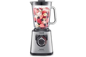 Tefal PerfectMix+ High-Speed Blender, Smoothie Maker, Ice Crush, 2L Glass Jug, 1200W, 4 Removable Powelix Blades, 3 Programs + Pulse, Grey, BL811D40
