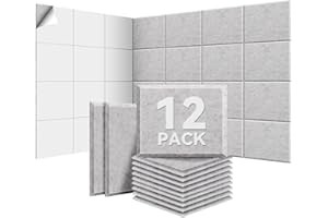 Sonuvia Lot de 12 panneaux acoustiques autocollants, 30*40*0.9cm Isolation phonique efficace, Couverture 1,44㎡, haute densité (230kg/m³) NRC 0.95, mousse acoustique pour murs et portes, salle de jeux