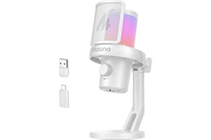 MAONO Wireless Microphones for PC, Gaming Mic with Software AI Voice Change, One-tap Noise Cancellation, Custom EQ, Adjustable RGB Light, Monitoring, for Gaming, Podcasting, Streaming, DM40 White