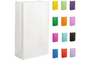 Thepaperbagstore 20 White Paper Party Bags - Colourful Paper Gift Bags for Kids and Adults Parties, Birthdays, Weddings, Baby Showers, Hen Parties and Sweets 14x24.5x7cm
