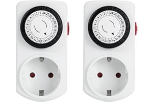 G-Homa Temporizador Analogico, Programa de 24 Horas, Temporizador Enchufe para Uso Interior, Ciclo Encendido/Apagado Diario, para Luces, Lamparas, 2 Pack