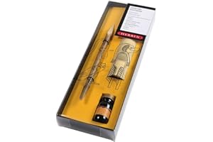 Herbin 28000T - Kit Scrittura egizia include un calamo, un foglio di papiro, un flacone di inchiostro nero e istruzioni d'uso