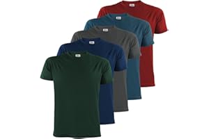 ALPIDEX T-Shirt Camisetas para Hombre un Juego de 5 con Cuello Redondo - Unicolor Tallas S M L XL XXL 3XL 4XL 5XL