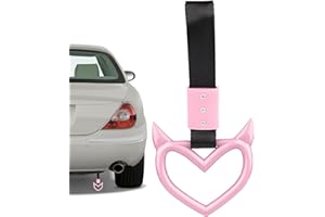 TUXXJZM 2 Ringe in Herzform, Auto-Griffriemen, Herzgriff, Stoßstange, Warnung, Autozubehör, Herz-Handschlaufe, Drift-Charm, Heckstoßstange, Warnring, Dekoration, U-Bahn-Bus, gebrochenes Herz-Griff für