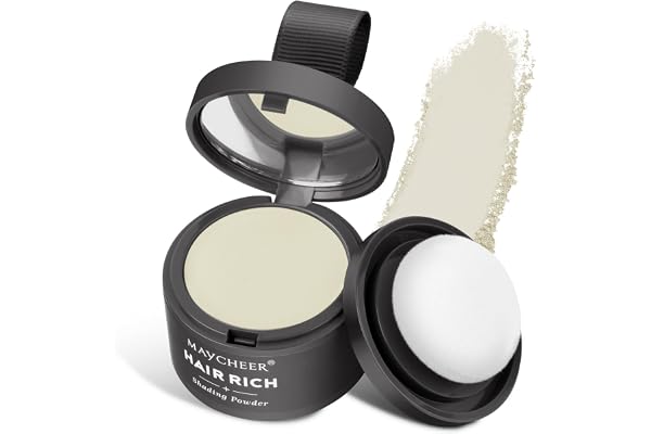 LOPHE omedelbart hårfästepulver, hårrot touch up puder döljer fällande hårfäste, vindtätt och svettbeständigt hårrot concealer, professionell hårlinje skuggpulver med spegelpuff (silvergrå)