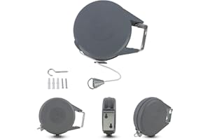 JUMUA Cordomatic 15 Metre Automatic Retractable Washing Line Clothesline, Reel Washing Line Easy Install Detachable Bracket for Indoor Outdoor, Garden, Patio, Laundry