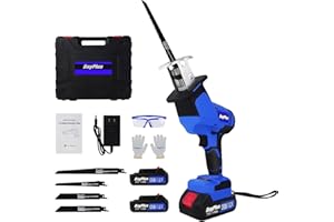 7SEVENJOKERS Sega a Gattuccio, 21V Sega alternativa a batteria,Velocità 0-2800SPM, 2x1500mAh Batterie, 4 Lame, Caricabatterie rapido, Luce LED, Seghetto A Batteria Adatto per Tagliare Legno e Metallo