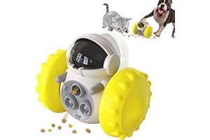 MMSGA Pet Toy Tumbler, Cat Dog Leaky Food Toy,Pet Slow Feeder Interactive Tumbler Educational Toy Non-electrically Driven Balance Car，for IQ Training and Foraging Skills (Yellow)