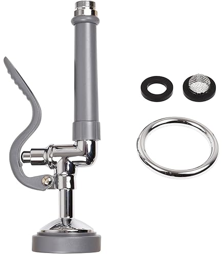 COOLWEST Pre-Rinse Grey Sprayer Head For Commercial Kitchen Sink Faucet, High Pressure Dish Spray Valve Nozzle Replacement Kit For Wall Mount Commercial Faucet