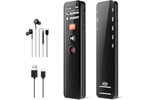 JUSTSTONE 64GB Digital Voice Recorder, Sprachaktivierung, One-Touch Recording 3072 Kbps Diktiergerät Aufnahmegerä mit Playback, Geräuschunterdrückung Audioaufnahmegerät für Meeting/Vortrag/Interviews/Klassen