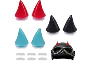 QTTRPCU 6 Stück Motorradhelm Hörner, Gummi Helm Hörner, Motorradhelm Devil Demon Horn (Schwarz Rot Blau)