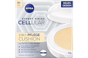 ‎NIVEA NIVEA Cellular Expert Finish 3in1 Pflege Cushion für helle Hauttöne (15 g), Make-up mit Hyaluron, Kollagen-Booster und LSF 15, feuchtigkeitsspendende Cushion Foundation