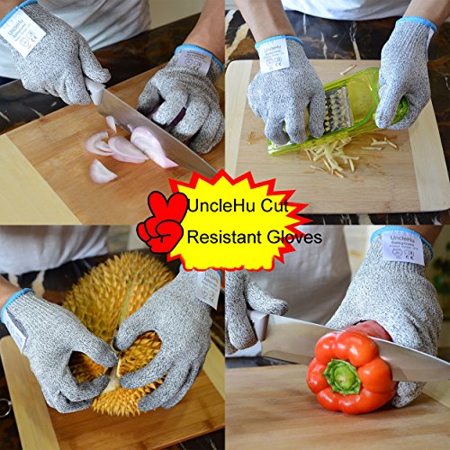 UncleHu Schnittschutzhandschuhe – Küchensicherheit Handschuhe – Hochwertige Performance Statistik EN388 Slash CE Level 5 – Waschbar und für Lebensmittel geeignet, Gute Multitasking Arbeitshandschuhe M - 6