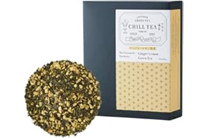 Tè verde al limone e zenzero di CHILL TEA Tokyo - Foglie sciolte di tè verde giapponese al 100% - Privi di plastica bustine - Sapore piccante e agrumato (30 bustine)