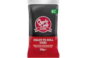 Create A Cake Ready To Roll Icing | Black Fondant Icing | Palm Free Sugar Paste For Cake Decorating, Cupcakes, Cookies, Cakes - 200g