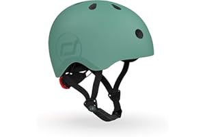 ‎SCOOT & RIDE Scoot and Ride Babyhelm mit verstellbaren Trägern, Mattes Finish, Größen S und M, inklusive LED-Sicherheitslicht und weicher Fleece-Polsterung für zusätzlichen Schutz