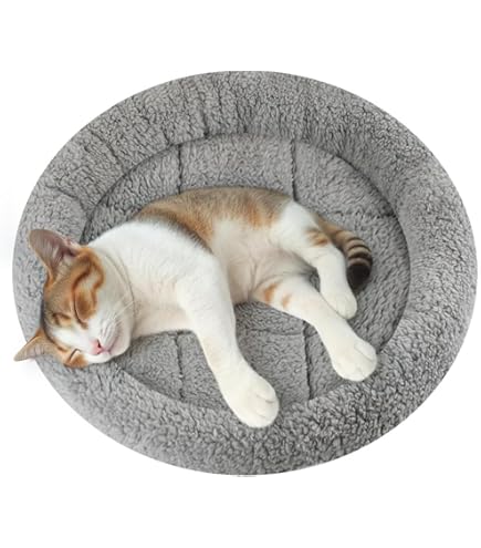 Letto Per Gatti Rotondo Morbido - In Peluche Con Cappuccio, Antiscivolo E Lavabile