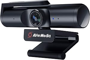 AVerMedia Live Streamer CAM 513 - Cámara web 4K de gran angular con cubierta para cámara web, micrófono incorporado, Plug & Play para iluminación interior, juegos, transmisión, videollamadas